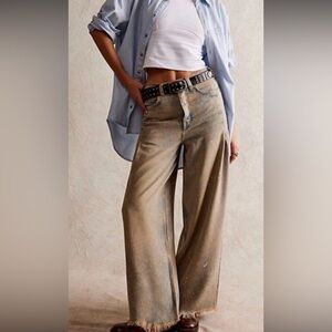 Free People “Old West” slouchy jean. Meant to have a distressed look. Worn once